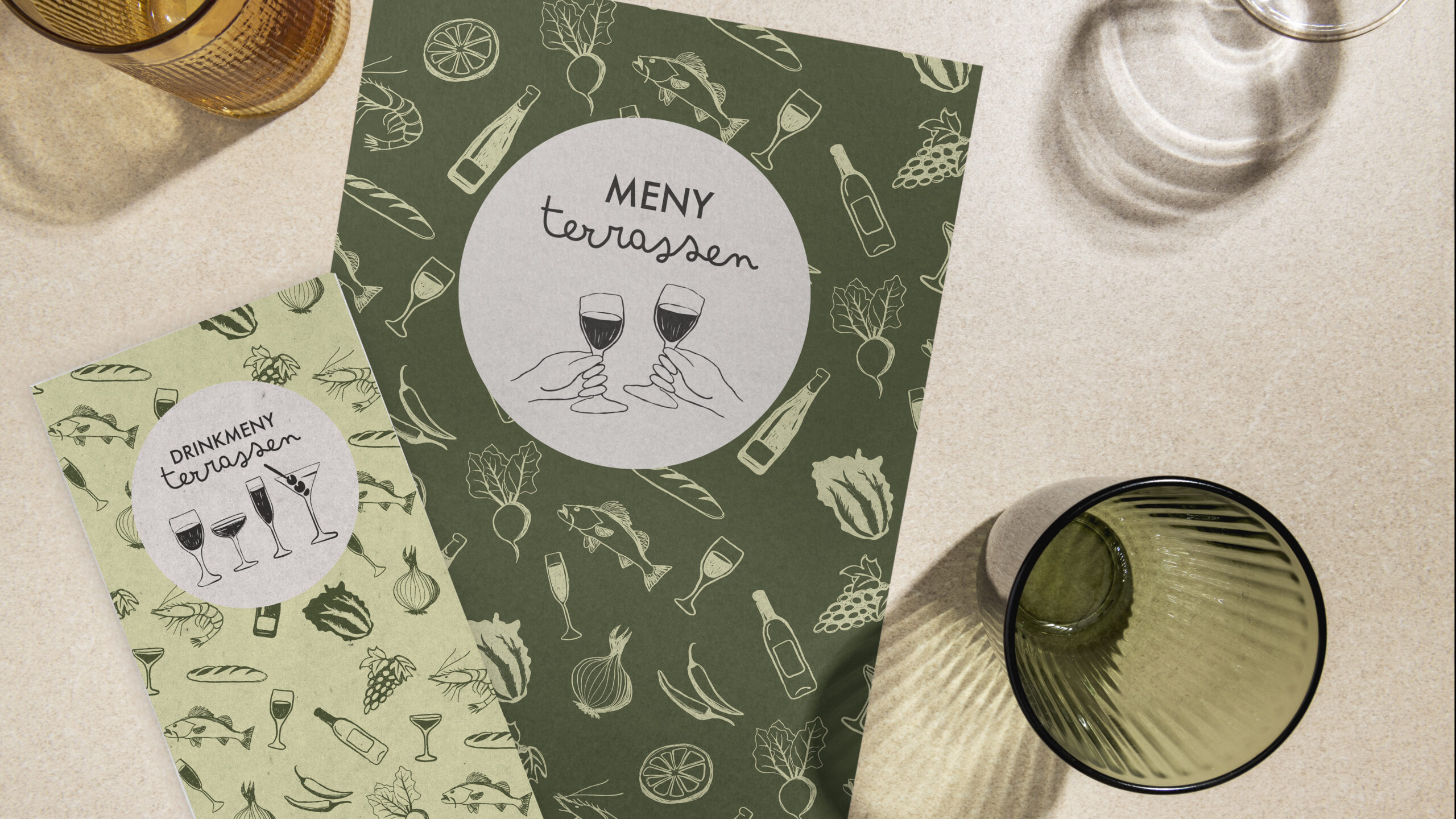 Red cafe menu mockup psd, flat lay design with glass
